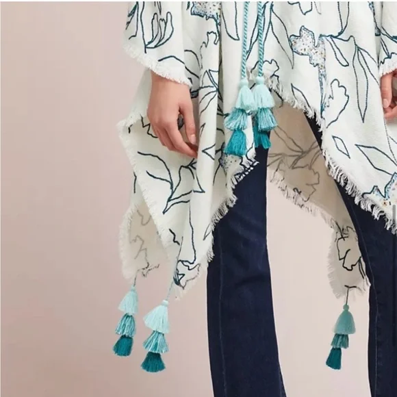 💥EUC💥Anthropologie Boho Poncho Wrap O/S - Picture 2 of 7